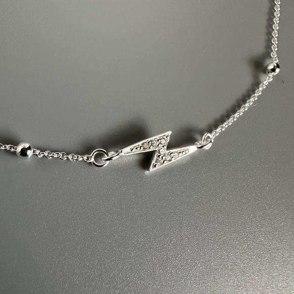 Sterling Silver Adjustable Ball Bead Lightning Bolt Anklet - Picture 4 of 10